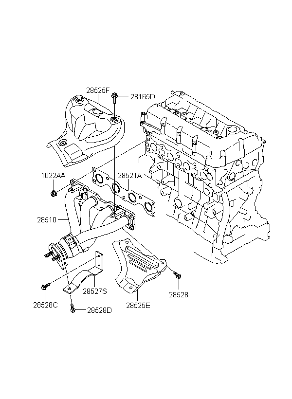 PROTECTOR-HEAT UPPER, <span>285252G230, Main Group: ENGINE, Diagram: EXHAUST MANIFOLD, Location Of Picture: 28525F