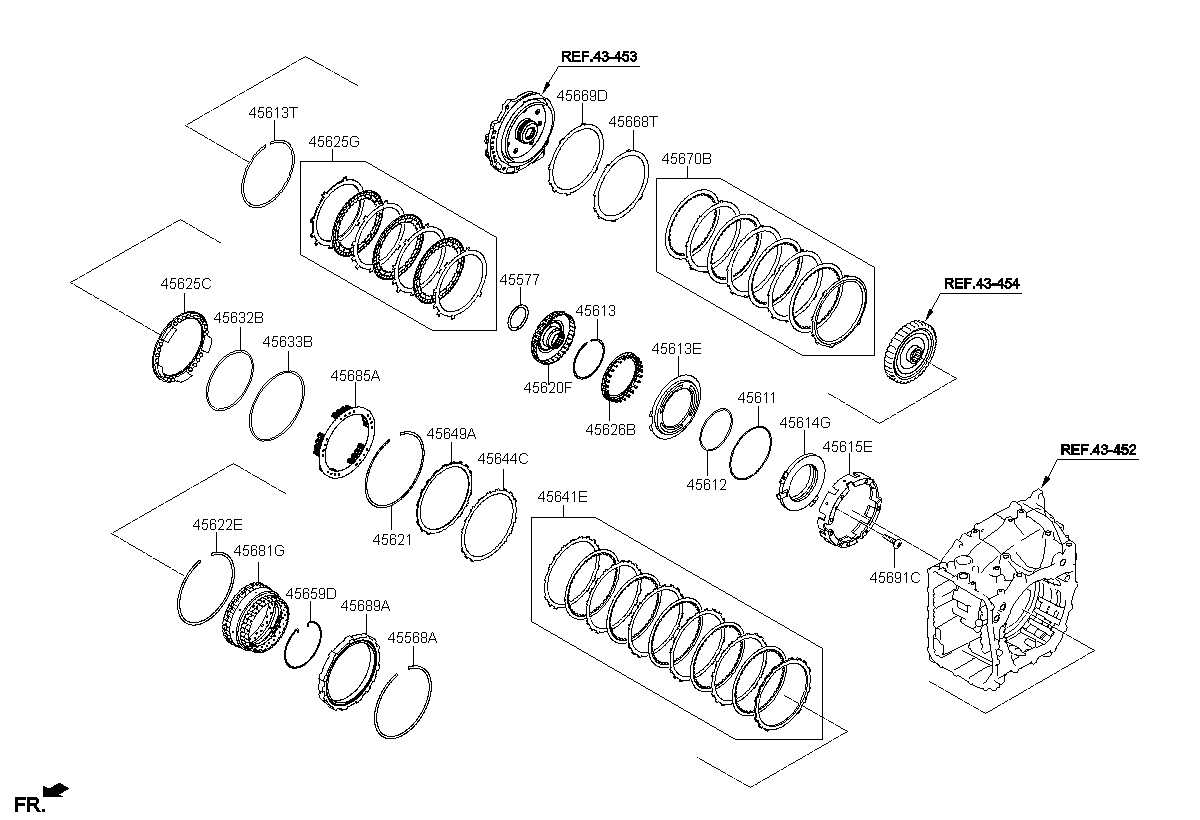 DISK SET-UNDER DRIVE BRAKE, <span>456253B010, Main Group: TRANSMISSION, Diagram: TRANSAXLE BRAKE-AUTO, Location Of Picture: 45625G