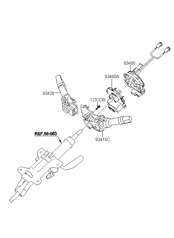 CONTACT ASSY-CLOCK SPRING, <span>934902M000, Main Group: ELECTRIC, Diagram: MULTIFUNCTION SWITCH, Location Of Picture: 93490