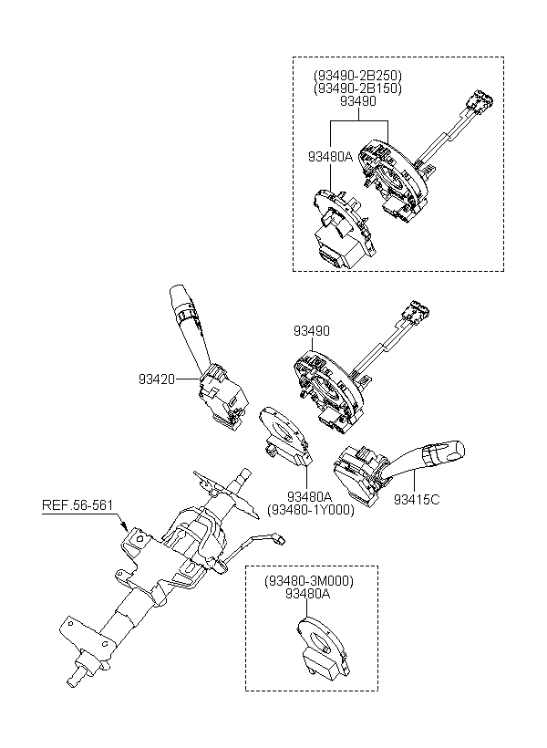 SENSOR-ANGULAR VELOCITY, <span>934802B000, Main Group: ELECTRIC, Diagram: MULTIFUNCTION SWITCH, Location Of Picture: 93480A