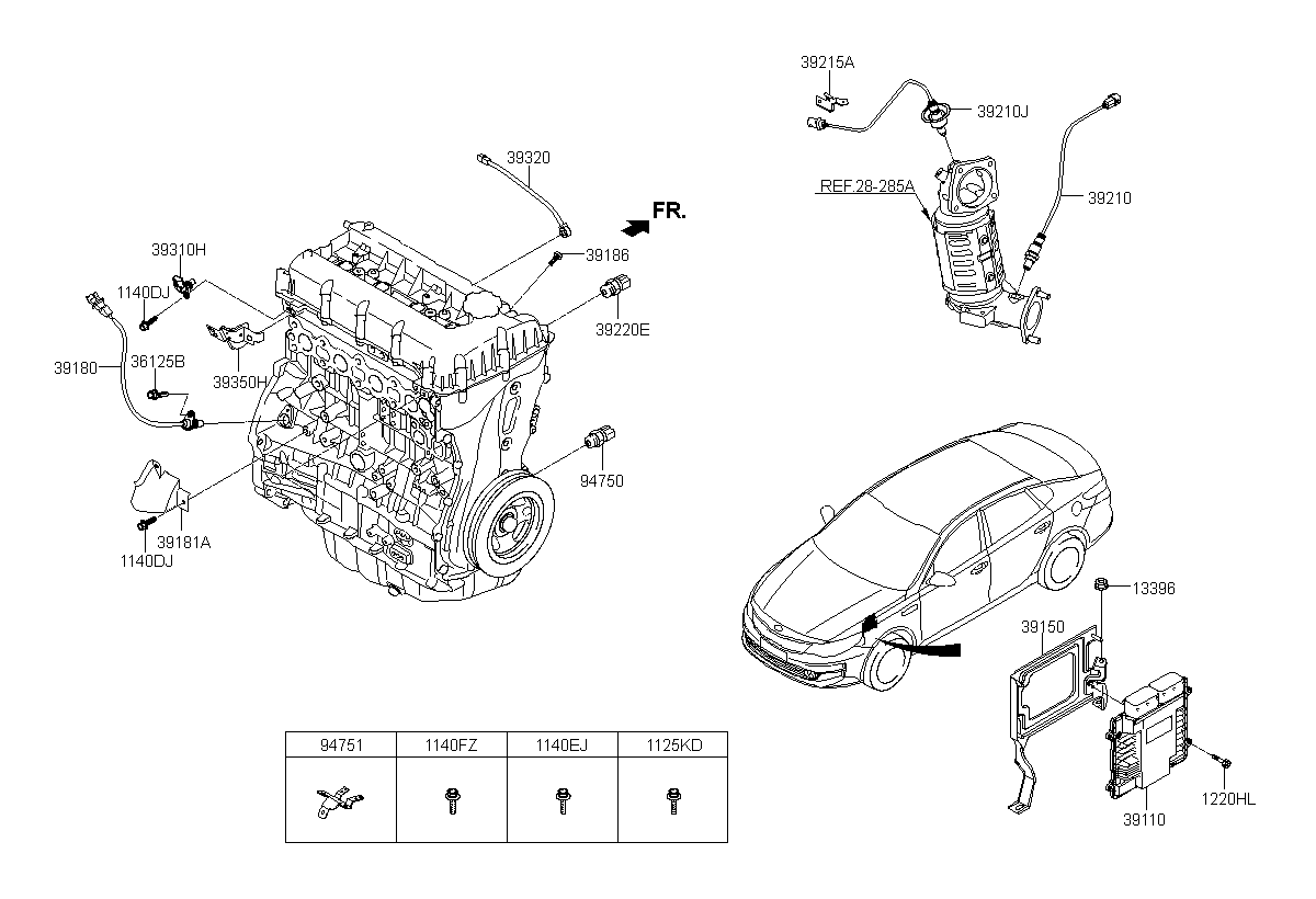 SENSOR ASSY-OXYGEN,RR, <span>392102G735, Main Group: ENGINE, Diagram: ELECTRONIC CONTROL, Location Of Picture: 39210J