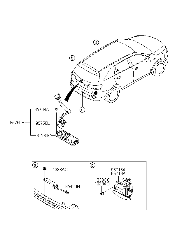 RR CAMERA & TRUNK LID HDL ASSY, <span>95760C5000, Main Group: ELECTRIC, Diagram: RELAY & MODULE, Location Of Picture: 95760E