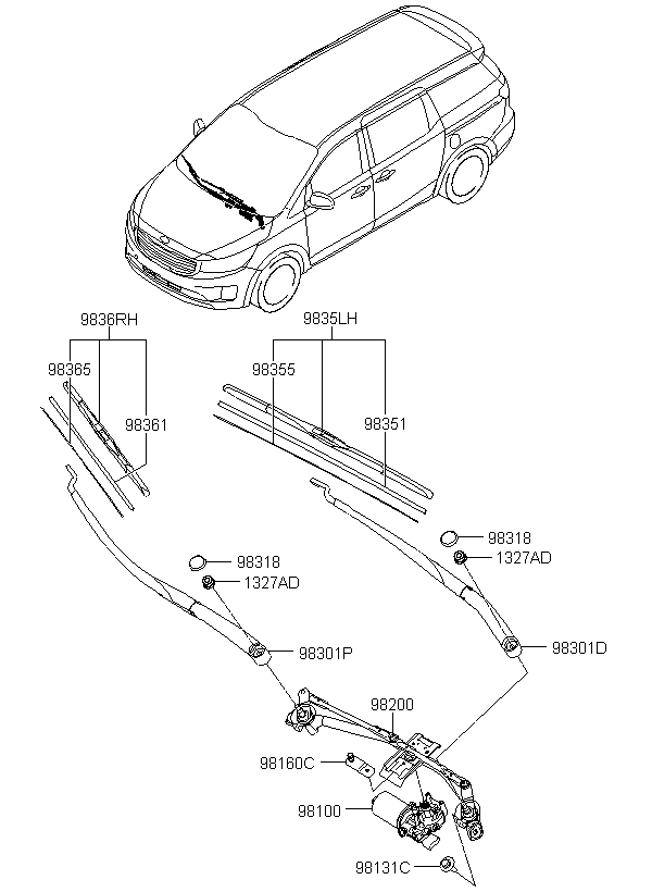 RAIL SPRING-WIPER BLADE,PASSENGER, <span>98365A9000, Main Group: ELECTRIC, Diagram: WINDSHIELD WIPER, Location Of Picture: 98365
