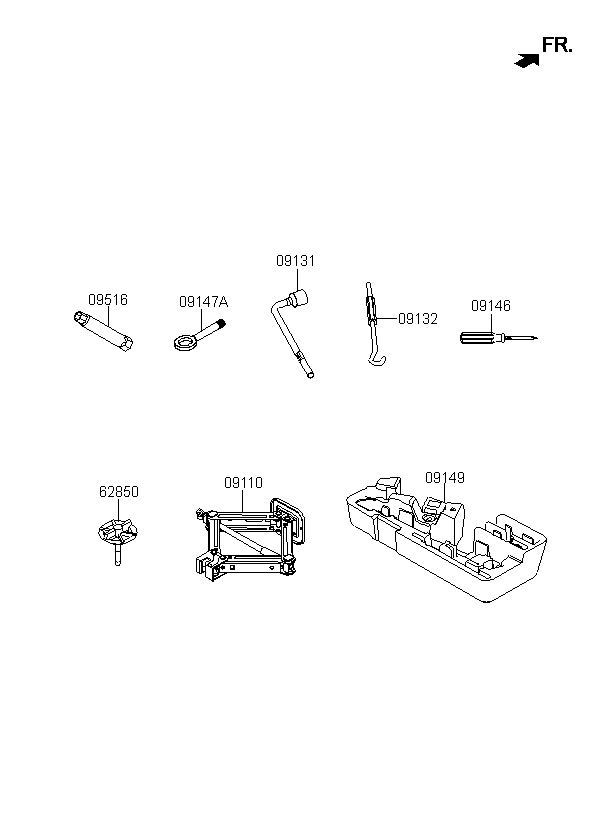 JACK ASSY, <span>09110C5100, Main Group: ENGINE, Diagram: OVM TOOL, Location Of Picture: 09110