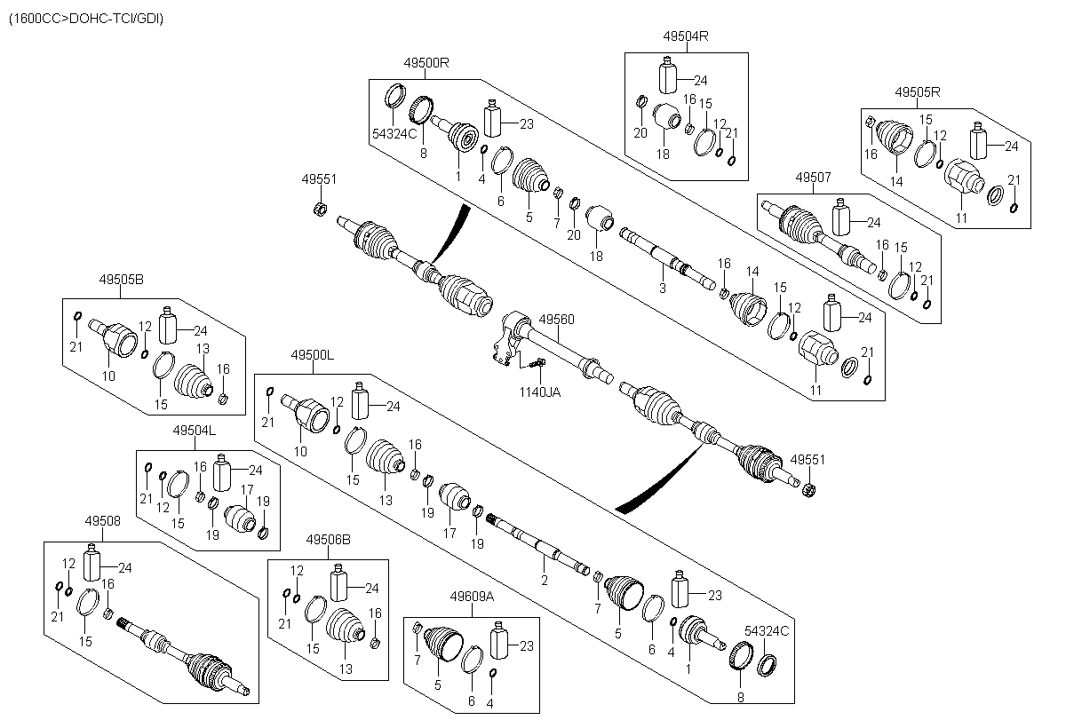 DAMPER KIT-FR AXLE DYNAMIC,RH, <span>49597A76A0, Main Group: TRANSMISSION, Diagram: DRIVE SHAFT (FRONT), Location Of Picture: 49504R