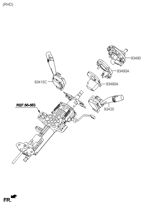CONTACT ASSY-CLOCK SPRING, <span>934904D105, Main Group: ELECTRIC, Diagram: MULTIFUNCTION SWITCH, Location Of Picture: 93490