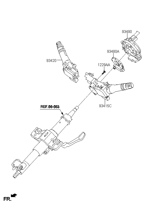 SWITCH ASSY-LIGHTING & T/SIG, <span>93410B3130, Main Group: ELECTRIC, Diagram: MULTIFUNCTION SWITCH, Location Of Picture: 93415C