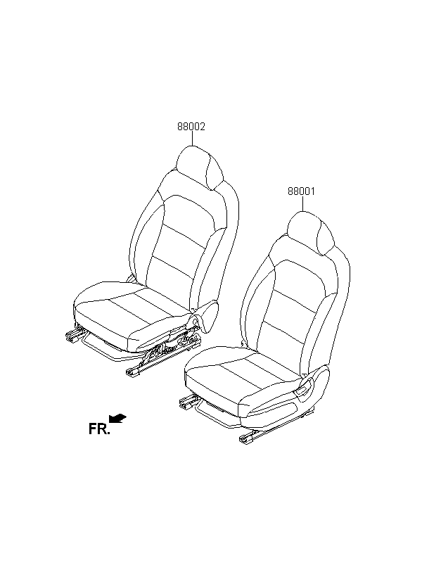 SEAT ASSY-FRONT,RH, <span>88002F0050XGD, Main Group: TRIM, Diagram: SEAT ASSY, Location Of Picture: 88002