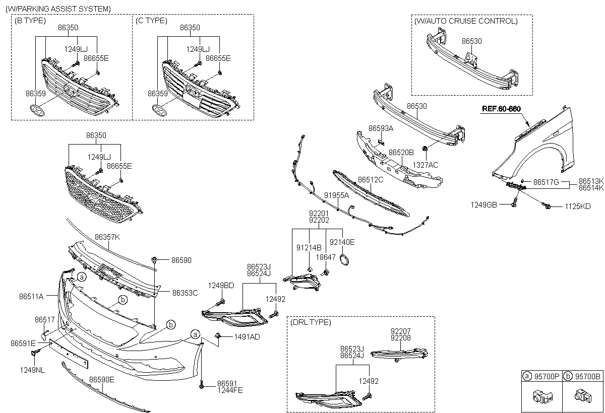 SENSOR-BWS, <span>95720C3100TB9, Main Group: TRIM, Diagram: FRONT BUMPER, Location Of Picture: 95700P