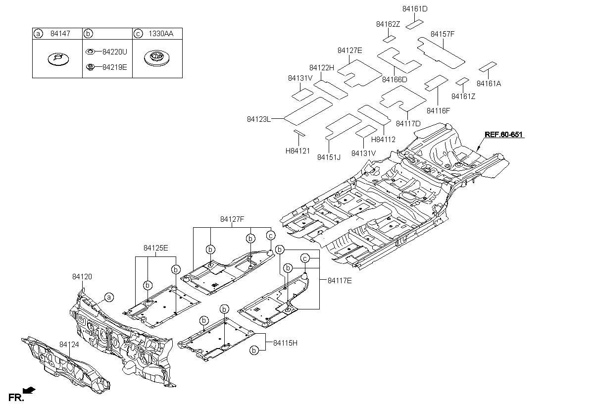 PAD ASSY-ISOLATION DASH PANEL, <span>84120C3000, Main Group: TRIM, Diagram: ISOLATION PAD & PLUG, Location Of Picture: 84120
