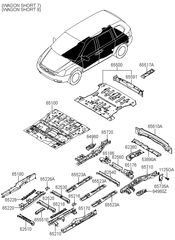 BRACKET ASSY-RR TOWING HOOK, <span>655734D500, Main Group: BODY, Diagram: FLOOR ASSY-COMPL & ISOLATION PAD, Location Of Picture: 65517A