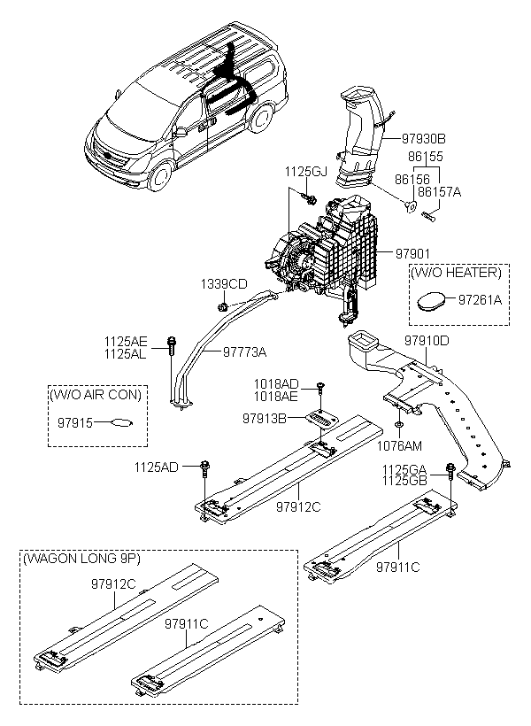 A/CON UNIT-O/HEAD, <span>979004H500, Main Group: ELECTRIC, Diagram: RR HEATER & A/C-HEATER UNIT, Location Of Picture: 97901