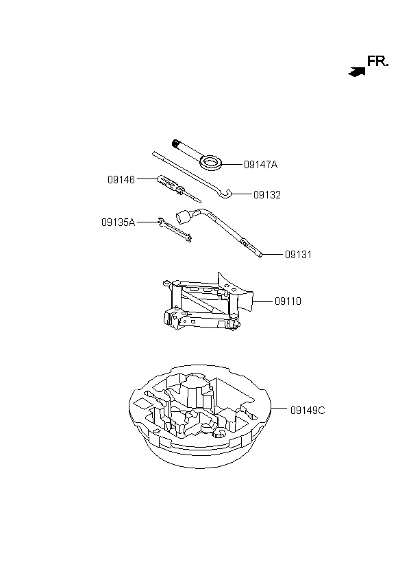 JACK ASSY, <span>091103X100, Main Group: ENGINE, Diagram: OVM TOOL, Location Of Picture: 09110
