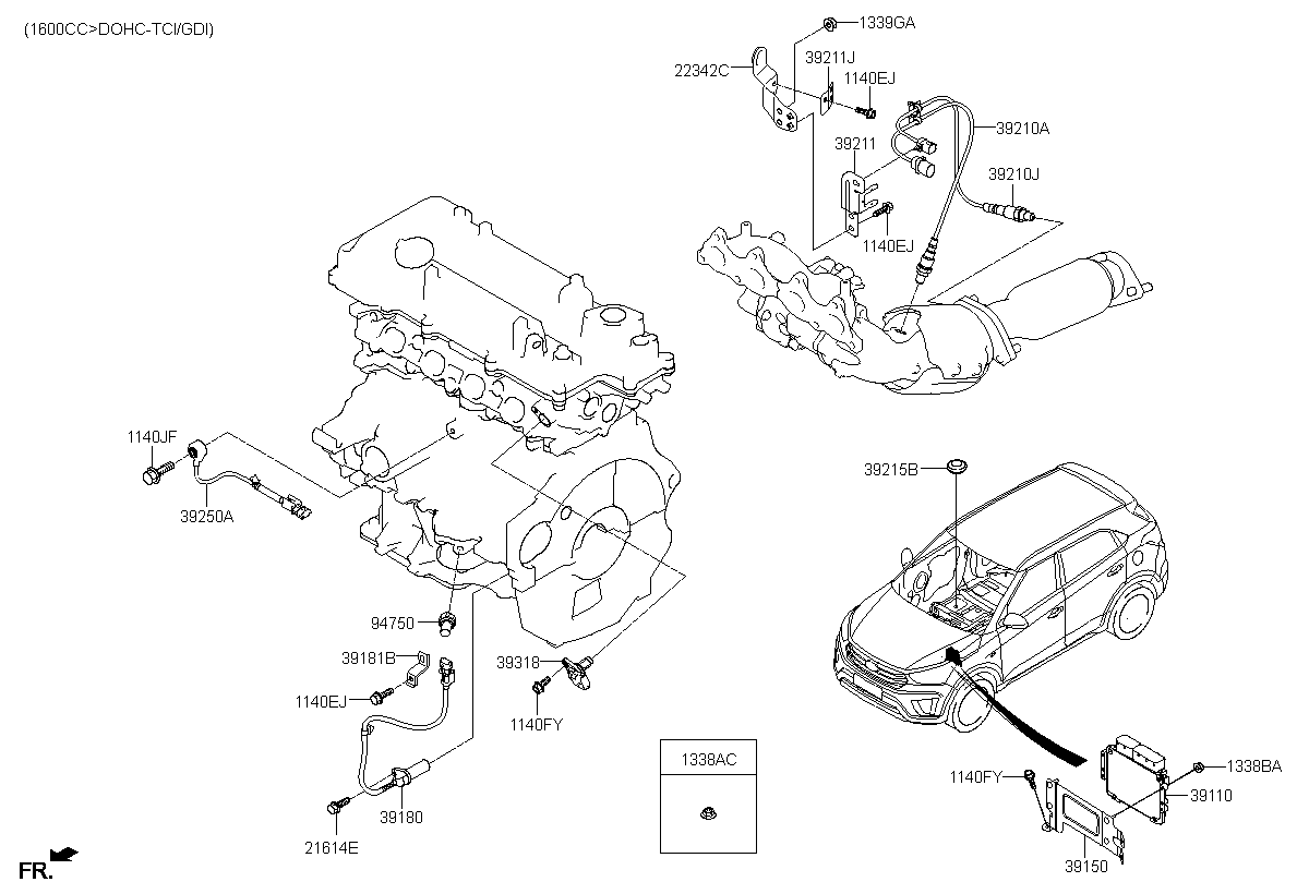 ELECTRONIC CONTROL UNIT, <span>391332B050, Main Group: ENGINE, Diagram: ELECTRONIC CONTROL, Location Of Picture: 39110