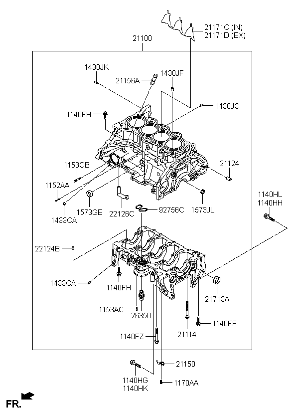 SEPARATOR-IN, <span>211712E200, Main Group: ENGINE, Diagram: CYLINDER BLOCK, Location Of Picture: 21171C