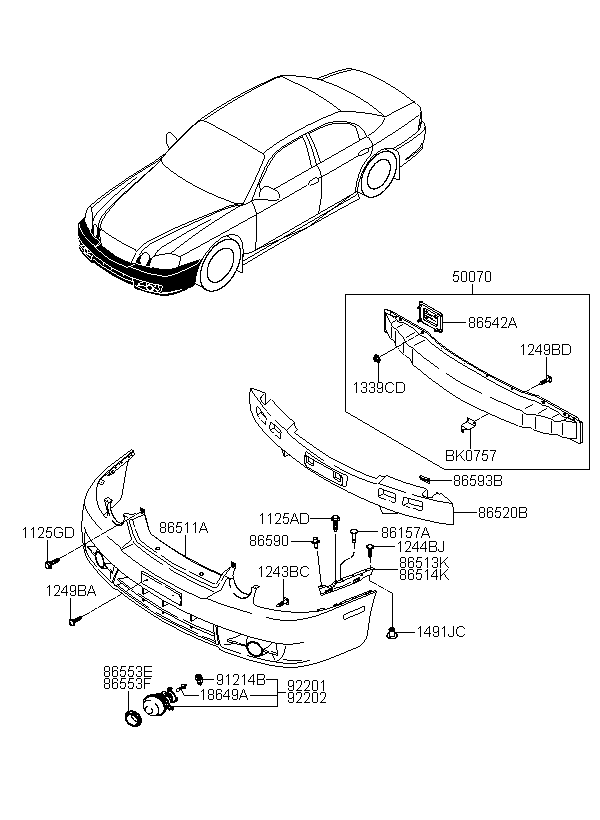 COVER-FR BUMPER, <span>865110E001, Main Group: TRIM, Diagram: FRONT BUMPER, Location Of Picture: 86511A