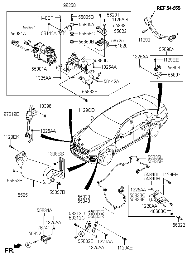 BRACKET-HEIGHT SENSOR ASSY RR,RH, <span>558333M300, Main Group: CHASSIS, Diagram: AIR SUSPENSION UNIT, Location Of Picture: 55833F