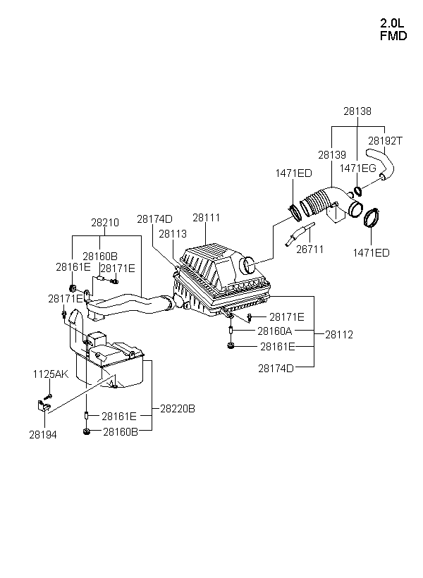 BRACKET-RESONATOR, <span>2822238001, Main Group: ENGINE, Diagram: AIR CLEANER, Location Of Picture: 28194