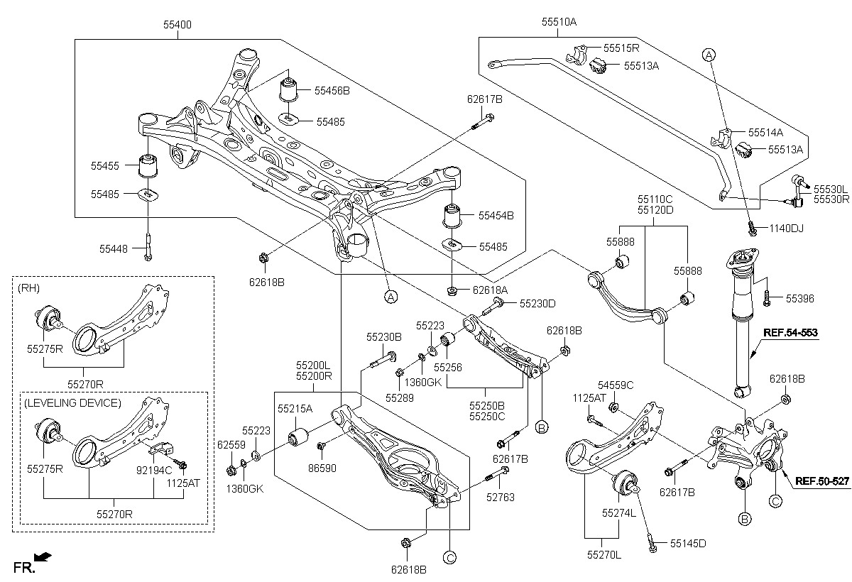 ARM ASSY-RR TRAILING ARM,RH, <span>55280D6000, Main Group: CHASSIS, Diagram: REAR SUSPENSION CONTROL ARM, Location Of Picture: 55270R