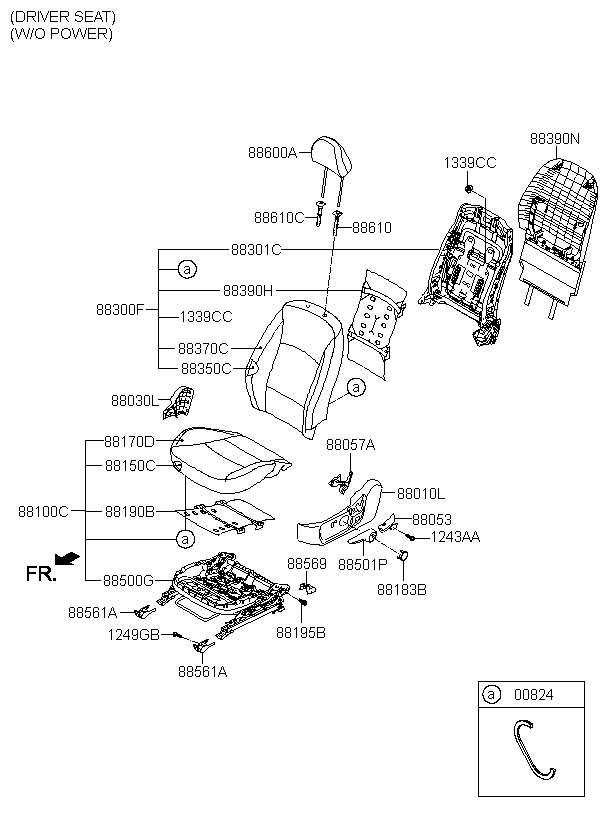 KNOB-FRONT SEAT RECLINER,LH, <span>880164M020VA, Main Group: TRIM, Diagram: FRONT SEAT, Location Of Picture: 88053