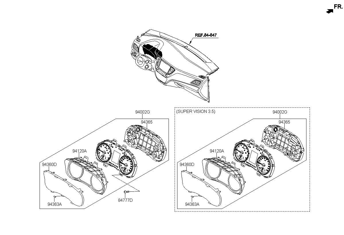 CASE-CLUSTER,LWR, <span>94365F9000, Main Group: ELECTRIC, Diagram: INSTRUMENT CLUSTER, Location Of Picture: 94365