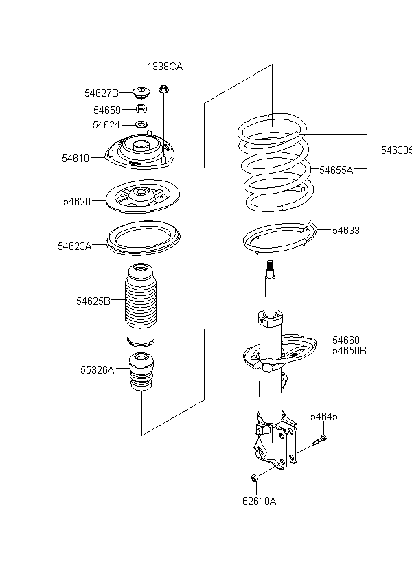PAD-FRONT SPRING,LWR, <span>546331F000, Main Group: CHASSIS, Diagram: FRONT SPRING & STRUT, Location Of Picture: 54633