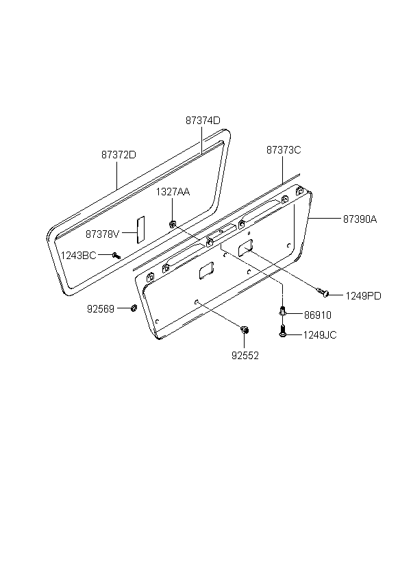 STRIP-BACK PANEL MOULDING, <span>873733D000, Main Group: TRIM, Diagram: BACK PANEL GARNISHG, Location Of Picture: 87373C