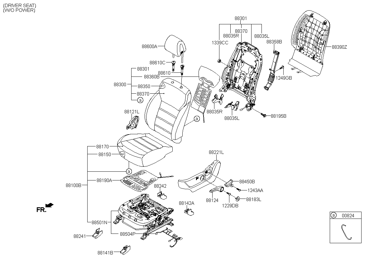 CAP-HEIGHT KNOB,LH, <span>88015C5AA0WK, Main Group: TRIM, Diagram: FRONT SEAT, Location Of Picture: 88183L