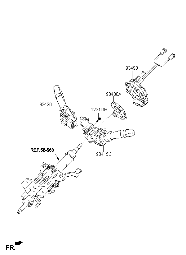 CONTACT ASSY-CLOCK SPRING, <span>934903R110, Main Group: ELECTRIC, Diagram: MULTIFUNCTION SWITCH, Location Of Picture: 93490