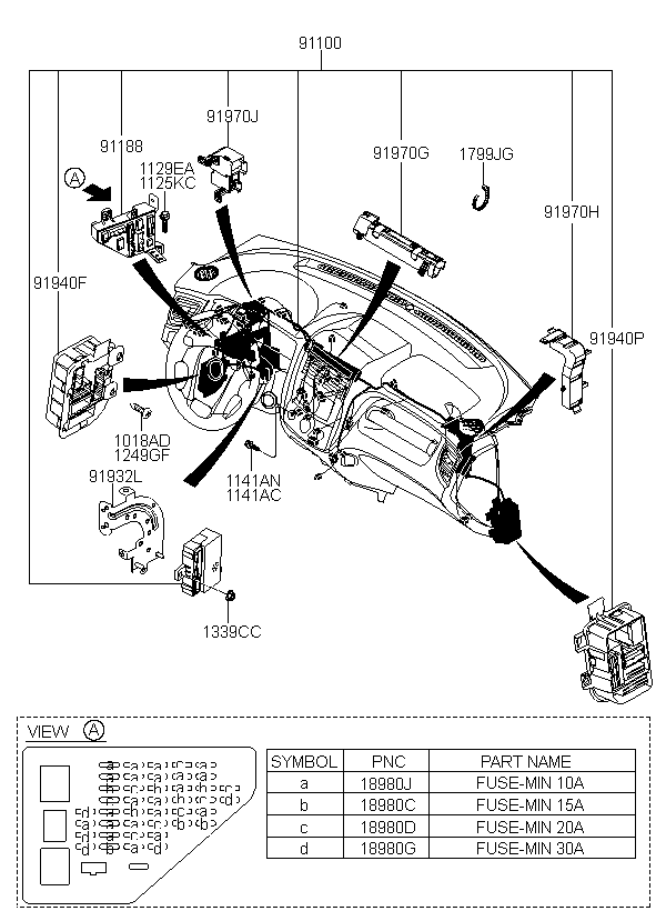 PROTECTOR-COWL FRONT MOUNTING,LH, <span>919702E000, Main Group: ELECTRIC, Diagram: MAIN WIRING, Location Of Picture: 91970J