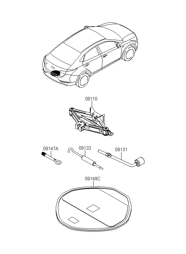 JACK ASSY, <span>09110F9000, Main Group: ENGINE, Diagram: OVM TOOL, Location Of Picture: 09110