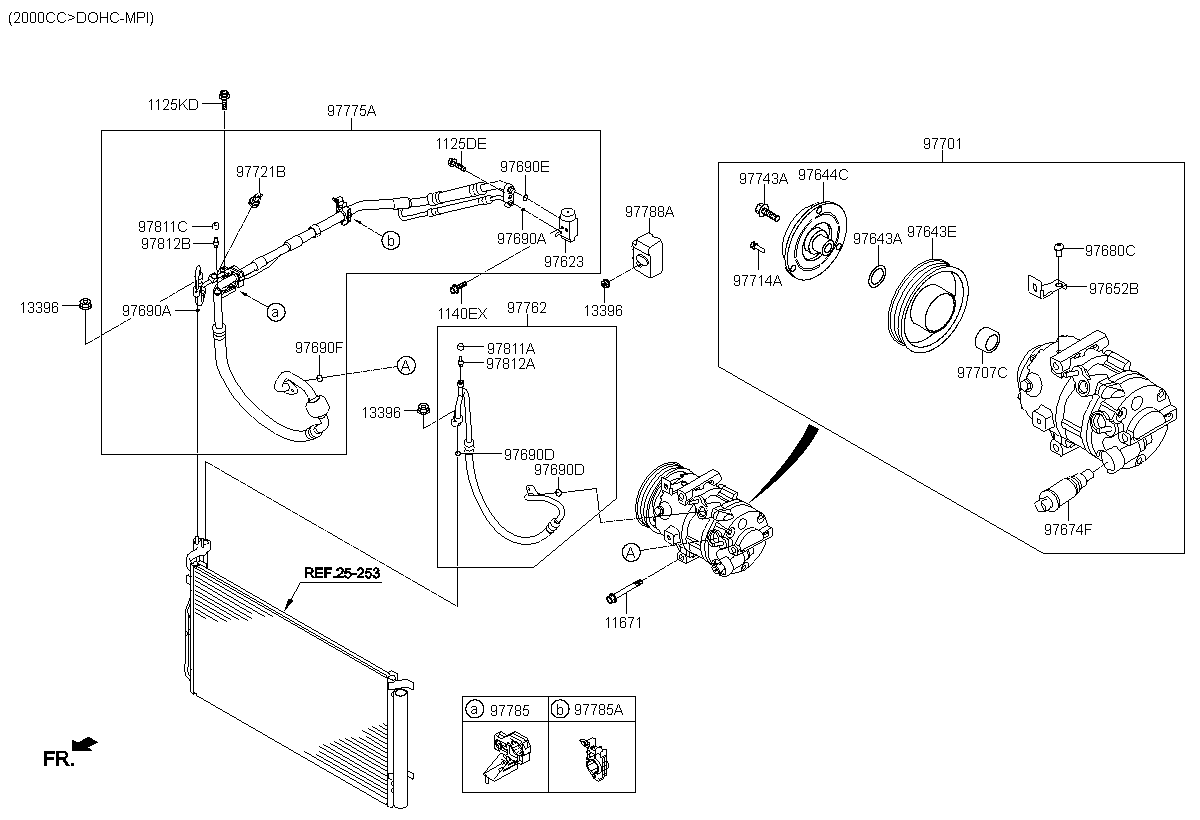 PULLEY ASSY-A/CON COMPRESSOR, <span>97643C3000, Main Group: ELECTRIC, Diagram: AIRCON SYSTEM-COOLER LINE, Location Of Picture: 97643E