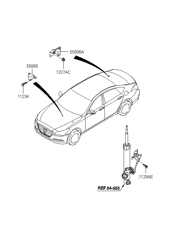 SENSOR-G,FRT, <span>558952G000, Main Group: CHASSIS, Diagram: AIR SUSPENSION UNIT, Location Of Picture: 55895