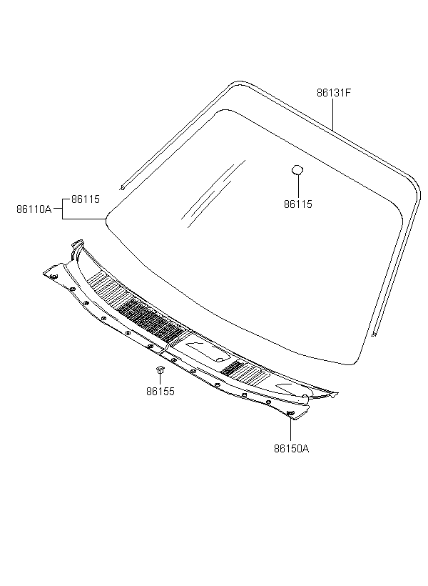 COVER ASSY-COWL TOP, <span>861502C001, Main Group: TRIM, Diagram: WINDSHIELD GLASS, Location Of Picture: 86150A