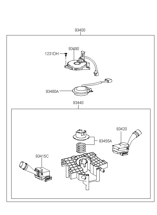 BODY ASSY-MULTIFUNCTION SWITCH, <span>934502E145, Main Group: ELECTRIC, Diagram: MULTIFUNCTION SWITCH, Location Of Picture: 93440