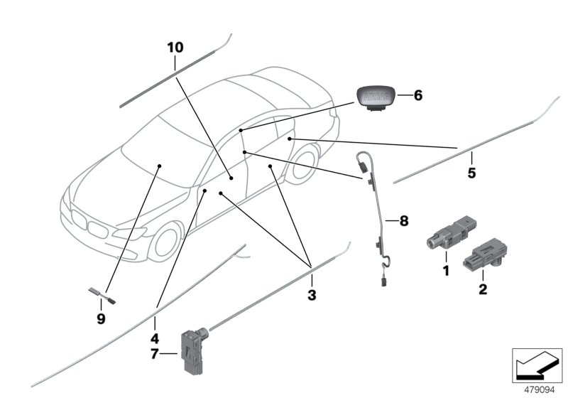 LED 指示燈 模塊, <span>63319163755, Main Group: 車(chē)燈, Diagram: LED 模塊 / 光導管, Location Of Picture: 02
