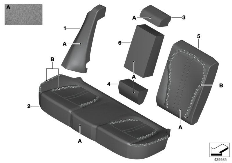 右后皮革靠背套, <span>52207990440, Main Group: 個(gè)性化裝備, Diagram: 個(gè)性化 座套 舒適型座椅 皮革, Location Of Picture: 05