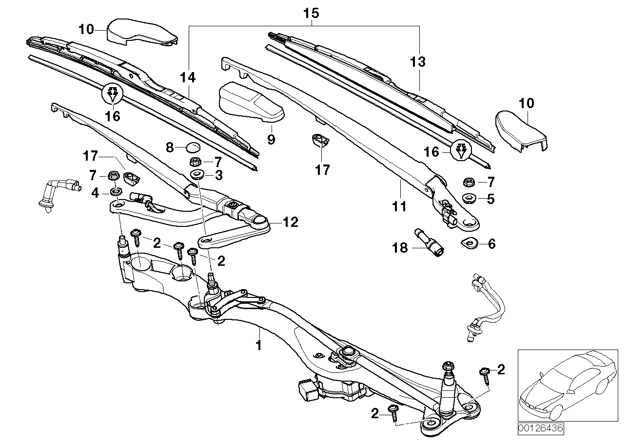快速接頭, <span>61667124704, Main Group: 一般車(chē)輛電氣系統, Diagram: 零件 刮水器, Location Of Picture: 18