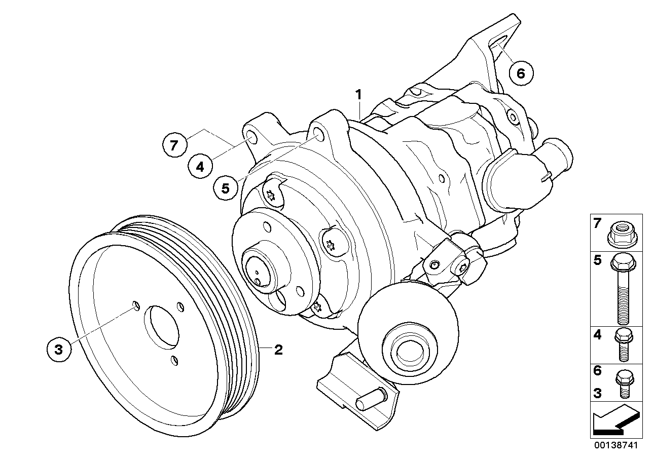 皮帶輪, <span>32421439232, Main Group: 轉向系和車(chē)橋測量, Diagram: 轉向輔助泵/動(dòng)態(tài)行駛穩定裝置, Location Of Picture: 02