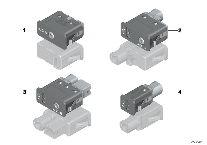 AUX-IN socket, <span>84109241330, Main Group: 一般車(chē)輛電氣系統, Diagram: USB/AUX-IN 插口, Location Of Picture: 01