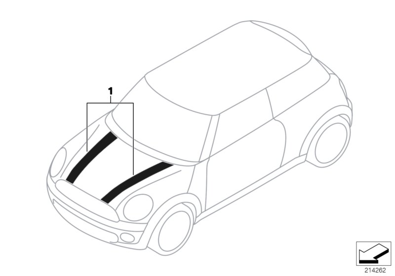 Chequered flag design, bonnet stripes, <span>51142166426, Main Group: 加裝 / 改裝 / 附件, Diagram: Bonnet stripes, Location Of Picture: 01