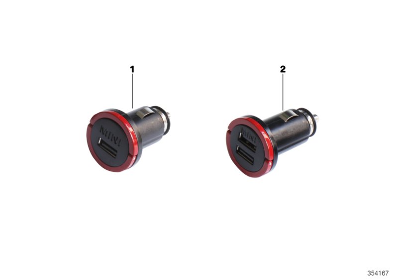 MINI 雙 USB 充電器, <span>65412354907, Main Group: 加裝 / 改裝 / 附件, Diagram: MINI USB 充電器, Location Of Picture: 02