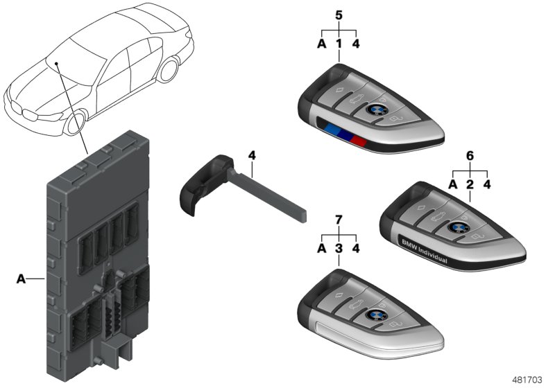 無(wú)線(xiàn)電遙控, <span>66129389404, Main Group: 毛坯車(chē)身, Diagram: 組件 車(chē)輛鑰匙及控制單元, Location Of Picture: 03