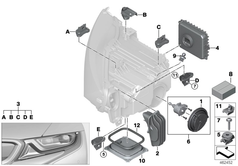 散熱器 右側, <span>63117396336, Main Group: 車(chē)燈, Diagram: 零件 大燈 LED, Location Of Picture: 02