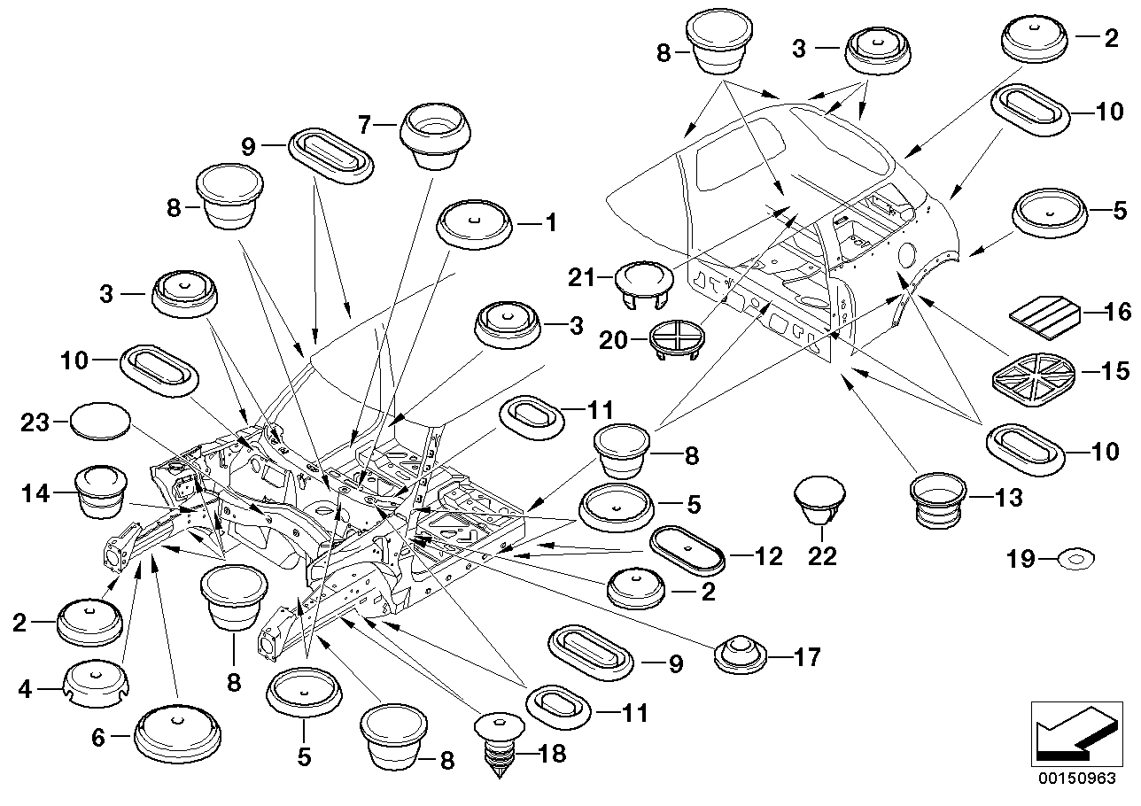 密封塞, <span>51710546980, Main Group: 車(chē)身裝備, Diagram: 密封蓋 / 密封塞, Location Of Picture: 20