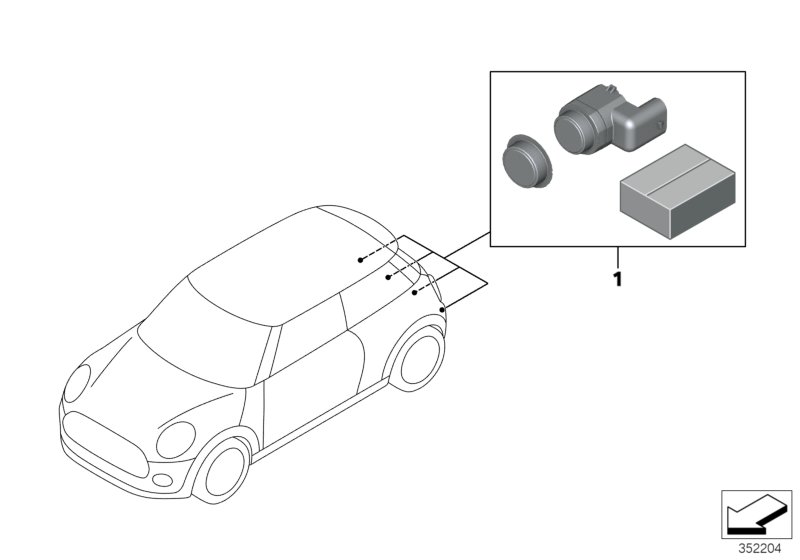 加裝套件 PDC 后部, <span>66202287371, Main Group: 加裝 / 改裝 / 附件, Diagram: 加裝套件 PDC 后部, Location Of Picture: 01