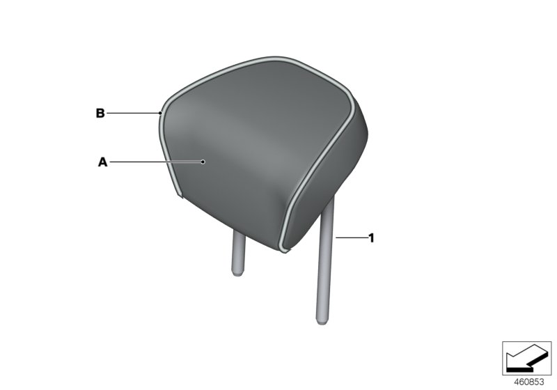 后部頭枕 皮革, <span>52207987448, Main Group: 個(gè)性化裝備, Diagram: 個(gè)性化 頭枕 座椅 后部 外部, Location Of Picture: 01