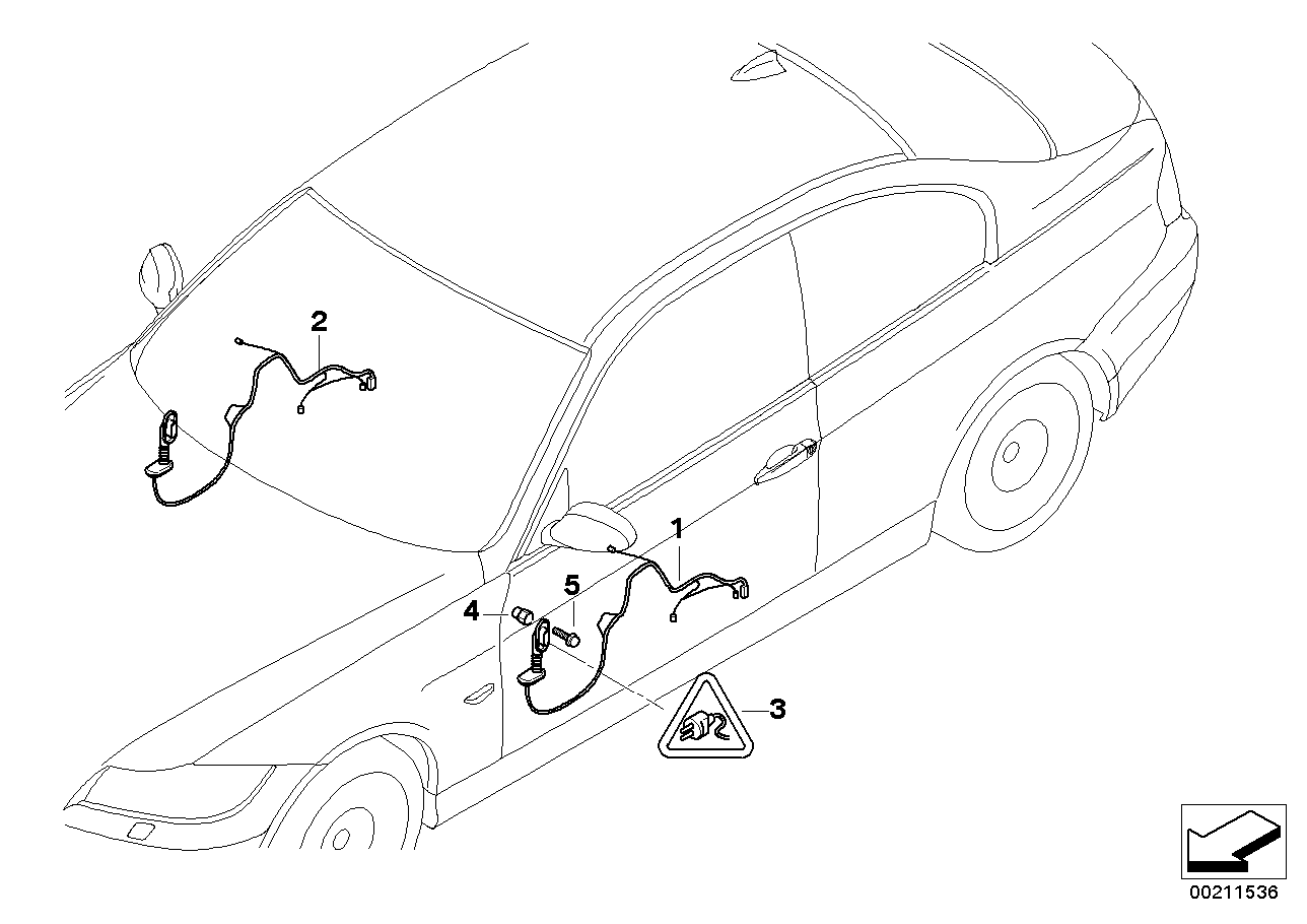導線(xiàn)組 駕駛員側, <span>61126957114, Main Group: 一般車(chē)輛電氣系統, Diagram: 車(chē)門(mén)導線(xiàn)束, Location Of Picture: 01