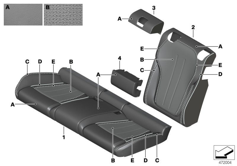 左后皮革靠背套, <span>52207990391, Main Group: 個(gè)性化裝備, Diagram: 個(gè)性化座套 舒適型座椅 通風(fēng)皮革, Location Of Picture: 02