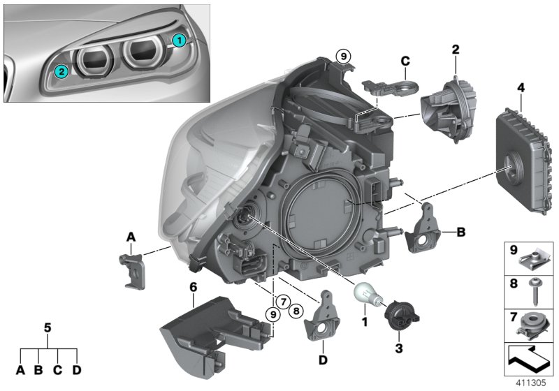 LED 模塊 轉彎照明燈 左側, <span>63117391399, Main Group: 車(chē)燈, Diagram: 零件 大燈 LED, Location Of Picture: 02